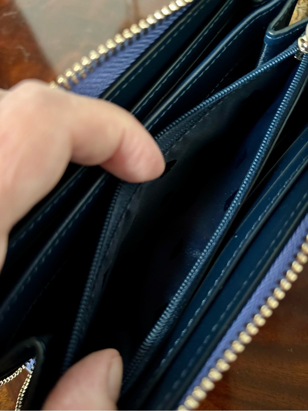 kate spade Gradient Blue to Navy Leather Zip Wallet - Picture 4 of 5